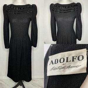 Adolfo Saks  Fifth Avenue Vntg Black Dress